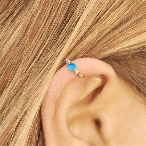 Blue Opal Cartilage Earring Cartilage Earring 20 22 GAUGE