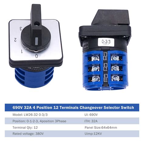 Selector De 4 Posiciones 0 1 2 3 De 32 Amperes Industrial Switch De 3