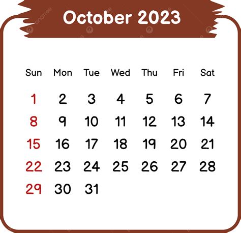 Calendrier Doctobre 2023 Avec Style De Bordure Png 2023 Octobre