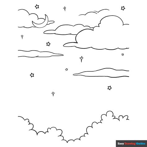 Night Sky Coloring Page Easy Drawing Guides