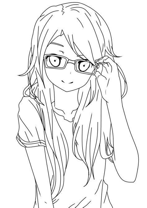 Girl With Glasses Lineart By Salamandershadow On Deviantart