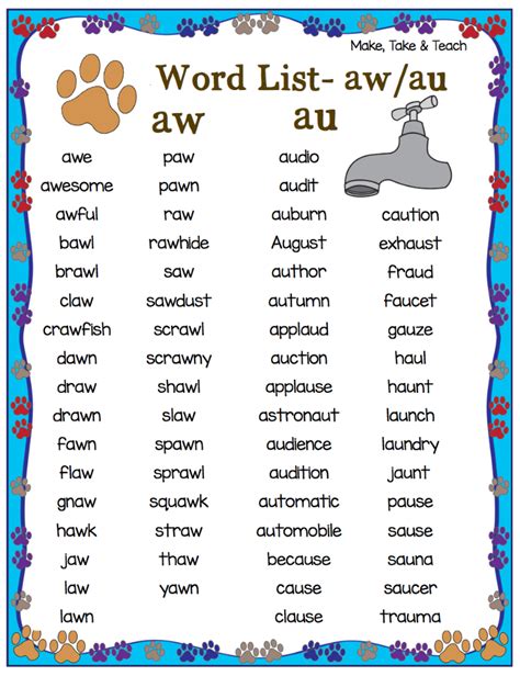 Activities For Teaching The Auaw Digraphs Make Take And Teach