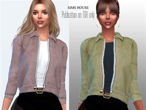 The Sims Resource Womens Eco Leather Jacket With A T Shirt