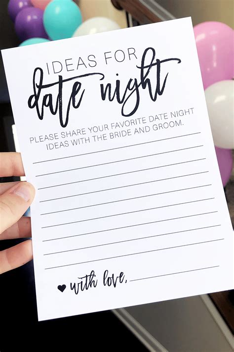 Date Night Ideas Date Night Idea Cards Bridal Shower Activities Wedding Shower Games