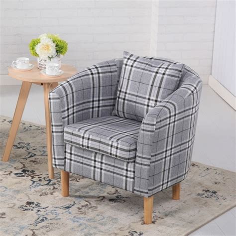 The chair will make all the other arm chairs jealous with its modern look and stylish cane arms! Fabric Tub Chairs Deluxe Tartan Fabric Tub Chair Armchair ...