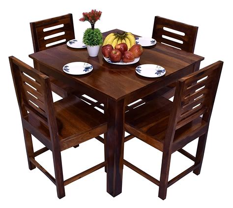 Kendalwood Furniture Solid Wood 4 Seater Dining Table Set With 4