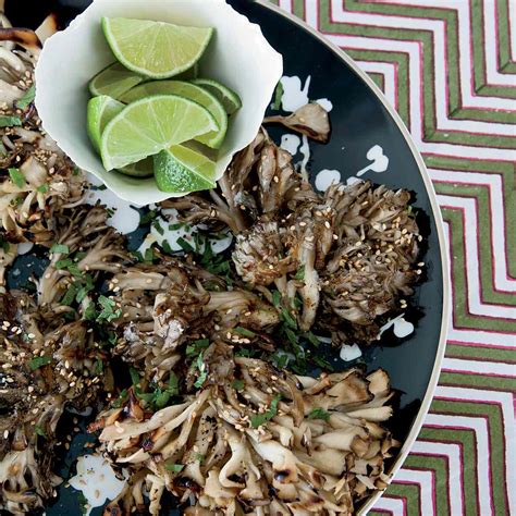 Grilled Hen Of The Woods Mushrooms With Sesame Recipe Jean Georges