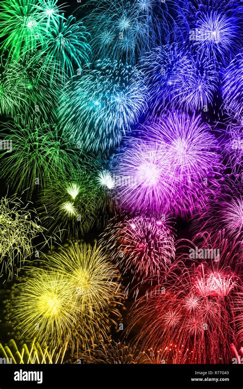 New Years Eve Fireworks Background Portrait Format Colorful Years Year