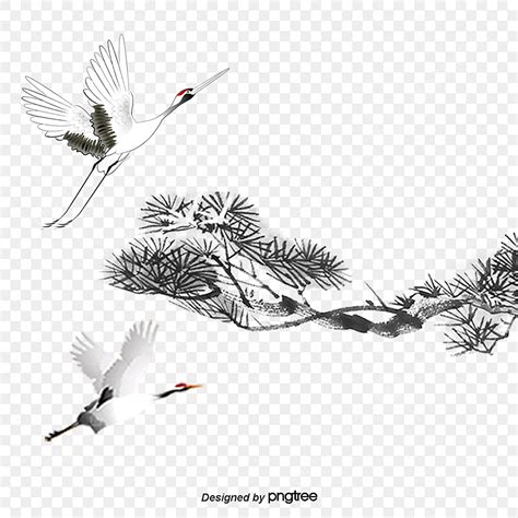 Red Crowned Crane Png Picture Elements Of Red Crowned Crane With Wind