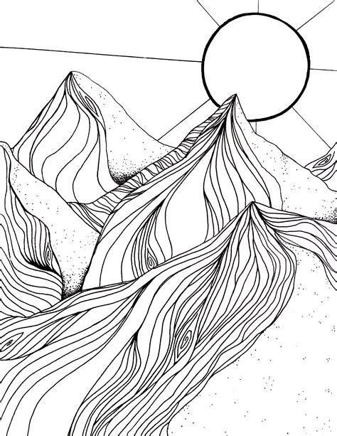 Adult Coloring Pages Mountains Coloring Pages