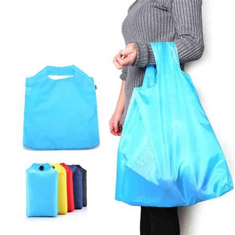 Portable Folding Shopping Bag Large Ripstop Nylon Reusable Reinforced