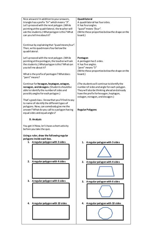 Detailed Lesson Plan For Mathematics 5 Identifying Polygons