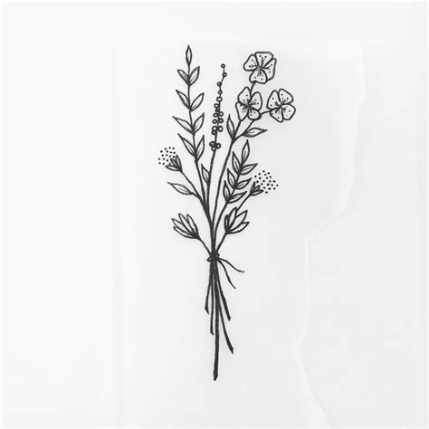 Simple Flower Bouquet Tattoo Drawing Easy Drawing Ideas