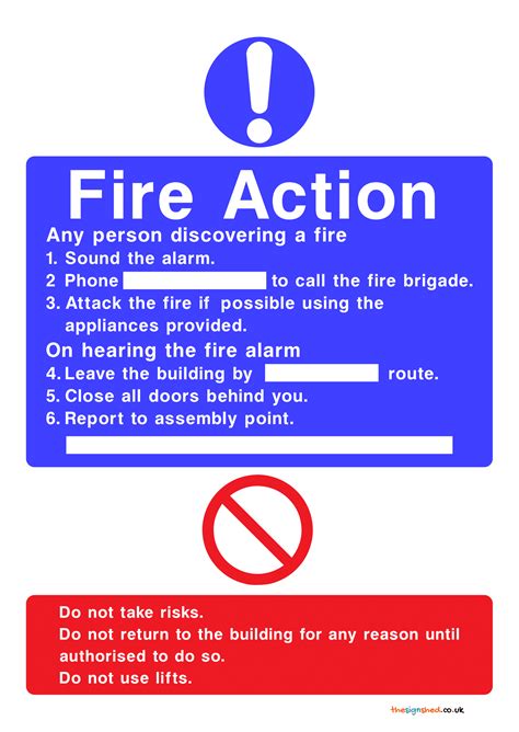 fire action signs poster template