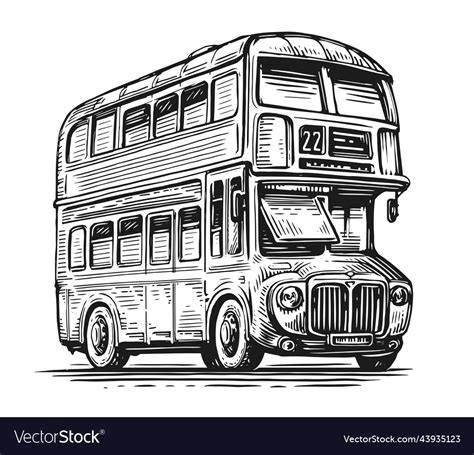 Hand Drawn Sketch Retro London Bus England Urban Vector Image