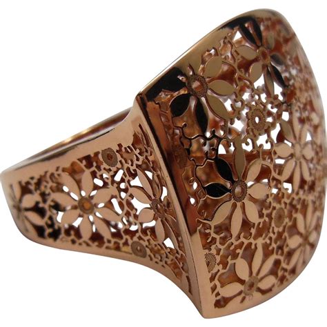 Please contact us prior to purchasing if you are interested in Italian 14k Rose Gold Filigree Ring Size 7