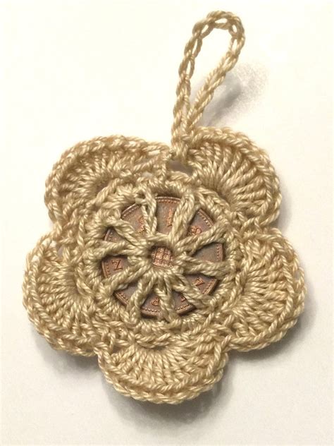 Hand Crochet Lucky Penny Flower Good Luck Charm Wedding Etsy