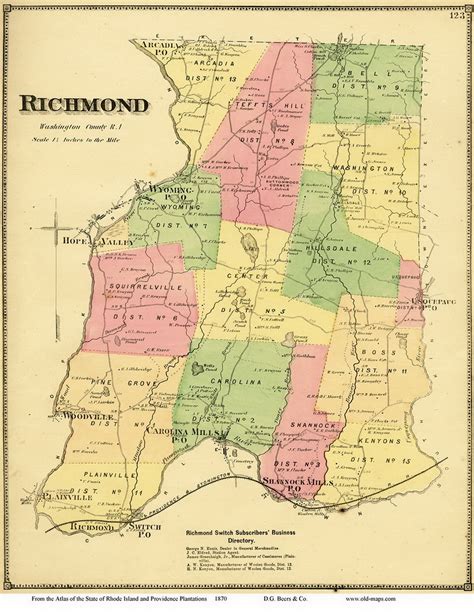 Warren Village Rhode Island 1870 Old Town Map Reprint