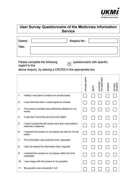Questionnaire Template Editable