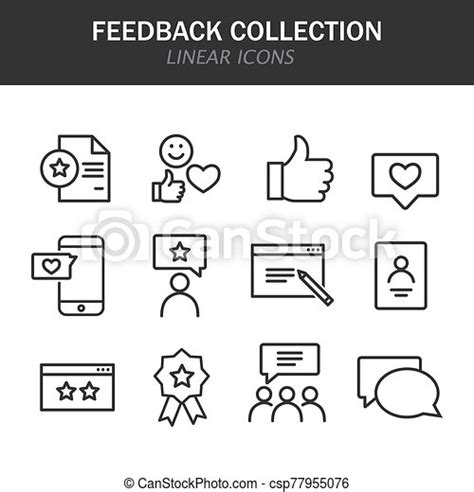 Feedback Collection Linear Icons In Black On A White Background CanStock