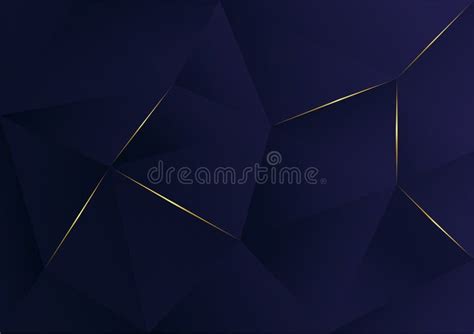 Abstract Polygonal Pattern Luxury Golden Line With Dark Blue Template
