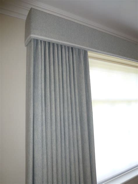 Single Pinch Pleat Curtains Under Pelmet With Cream Trim Lush Interiors