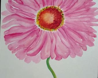Daisies Painting Pink Gerbera Watercolor By Sharonfosterart