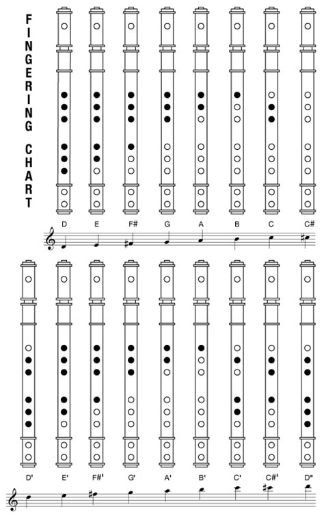 6 Hole Flute Finger Chart