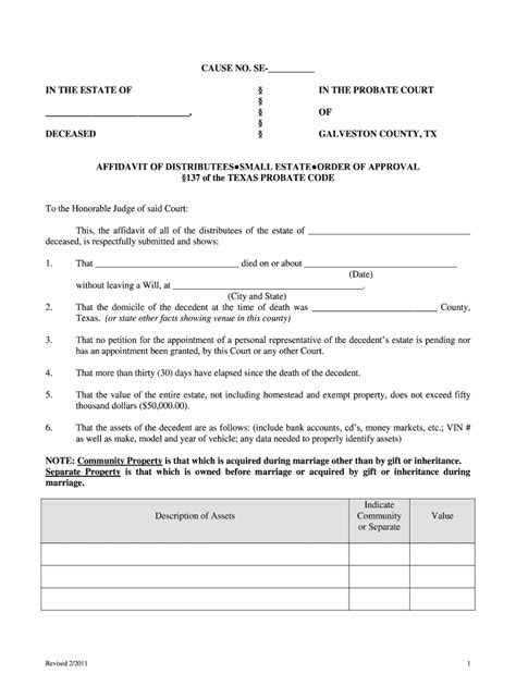 Texas Small Estate Affidavit Form Pdf 2024