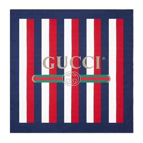 Gucci Logo Sylvie Stripe Silk Scarf Modesens