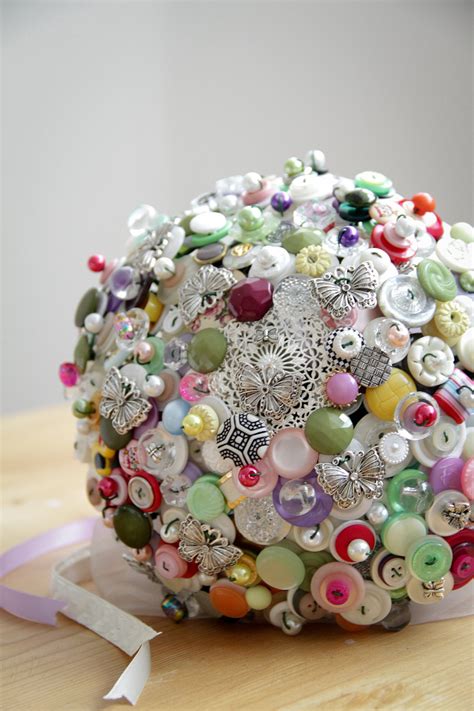 Whimsical Vintage Button Bridal Bouquet