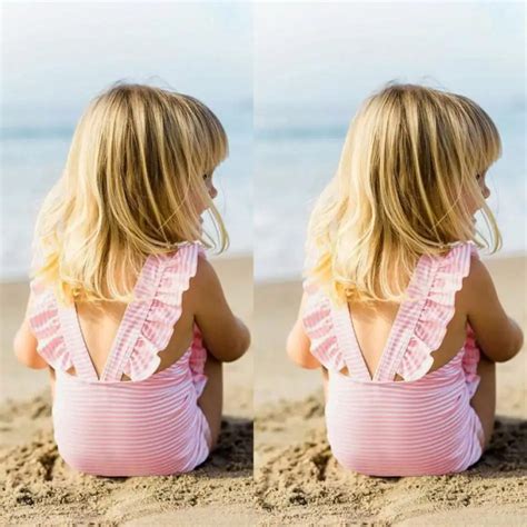 2018 Infant Kid Baby Girls Striped Bikini Ruffles Swimsuits One Pieces