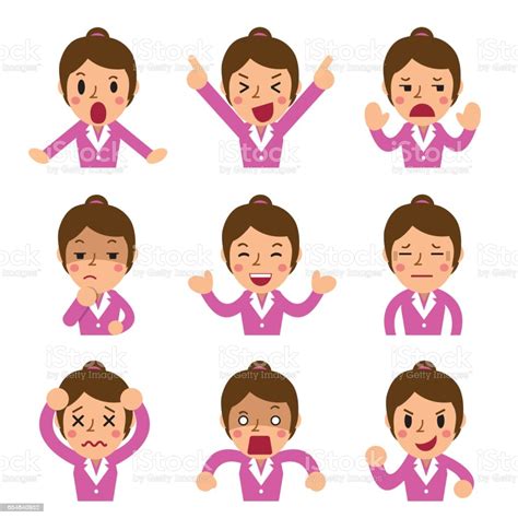 Cartoon Businesswoman Faces Showing Different Emotions ... Eps and jpeg files are in archive buy now 6 creativemarket big set of cute little boy faces showing different emotions vector illustration set of cartoon faces with different emotions.