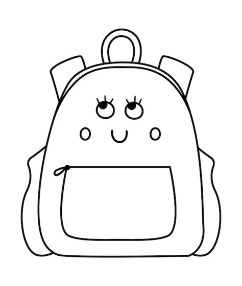 Premium Vector Vector Black And White Kawaii Schoolbag Illustration