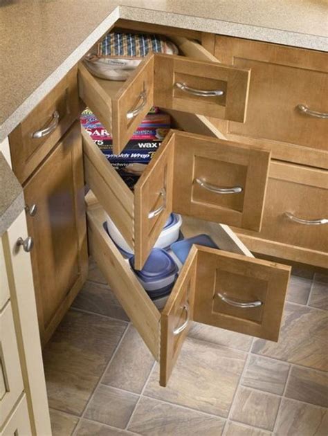For many, the question of using drawers versus door cabinetry can become overwhelming; DIY Corner Cabinet Drawers | The Owner-Builder Network