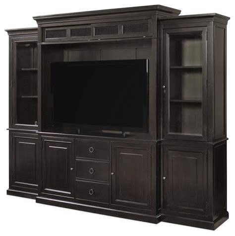 country chic maple wood black tv entertainment wall unit