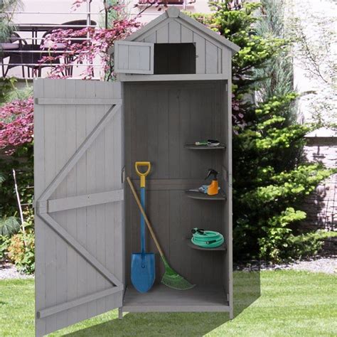 3 Ft W X 2 Ft D Solid Wood Vertical Tool Shed Outdoor Tool Storage
