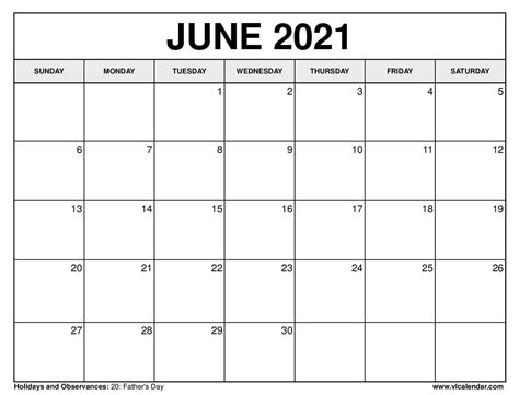 14:59 gmt, jun 20, 2021. Printable June 2021 Calendar Templates with Holidays