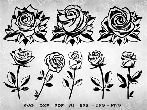 Rose Svg Bundle Roses Svg Bundle Rose Clipart Svg Cut Files For Cricut Flowers Keychain Svg