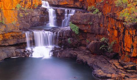 Waterfall Nature Pond Rock Shrubs Australia Landscape Wallpapers