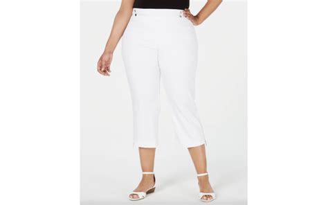 Jm Collection Plus Size Pull On Zipper Hem Capri Pants 3xwhite