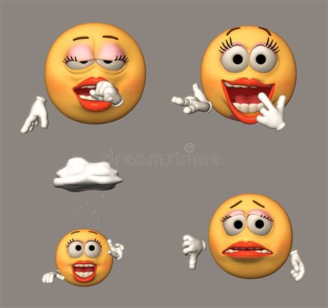Four 3d Emoticons With Clipping Path Stock Illustration