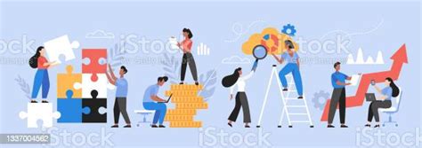 People Searching For Creative Solutions Teamwork Business Concept Modern Vector Illustration Of