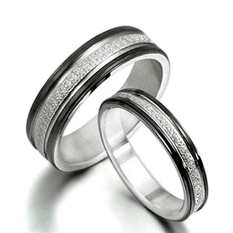 Gemini Free Engrave His And Her Black Promise Rings Couple Matching