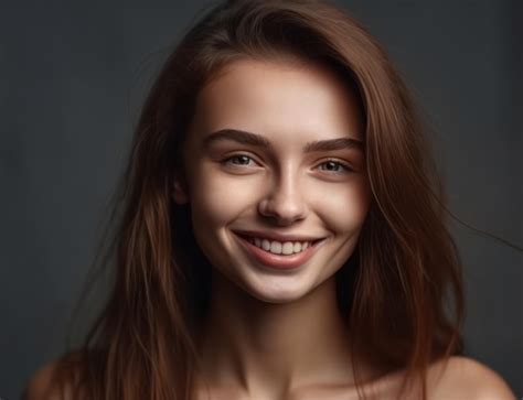 Premium AI Image Portrait Beautiful Happy Woman In Studio With White