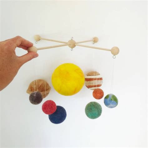 Solar System Mobile With Wooden Cross Planets Mobile Medium Etsy Solar System Mobile Planet