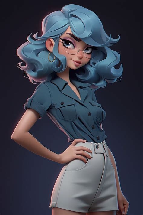 Artstation Blue Hair Is Beautiful Drawing Cartoon Characters Cartoon