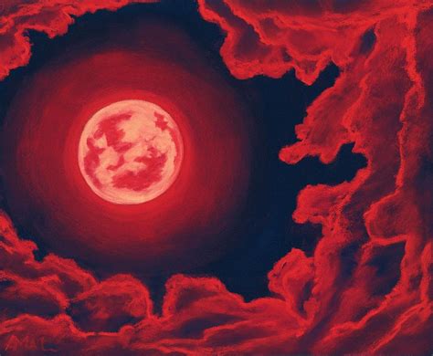 Blood Moon Sky And Clouds Collection Painting By Anastasiya Malakhova