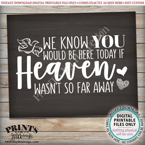 Heaven Sign We Know You Would Be Here Today If Heaven Etsy