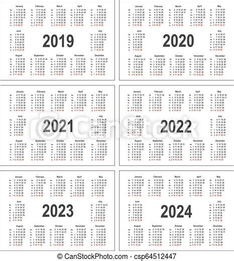 Eenvoudig 2023 Jaren 2024 2020 2019 Kalender 2021 2022 Week